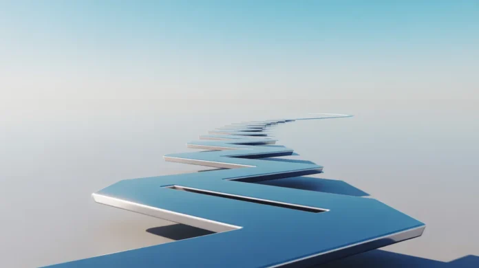 Konceptualus 3D pateikimas, minimalistinis ir švarus, vaizduojantis elegantišką aukštyn kylantį kelią, kurį sudaro sujungtos, abstrakčios geometrinės formos, vedančios į minkštą, švytintį horizontą nesugadintame fone. Tai simbolizuoja aiškų kelią į finansinį augimą, pagrįstą tvirtų investicijų pagrindais ir strateginėmis gairėmis. Ryški, tačiau rafinuota spalvų paletė, kino apšvietimas, oktaninis vaizdas, 8K, aukšta detalė, aštrus dėmesys, profesionali fotografija