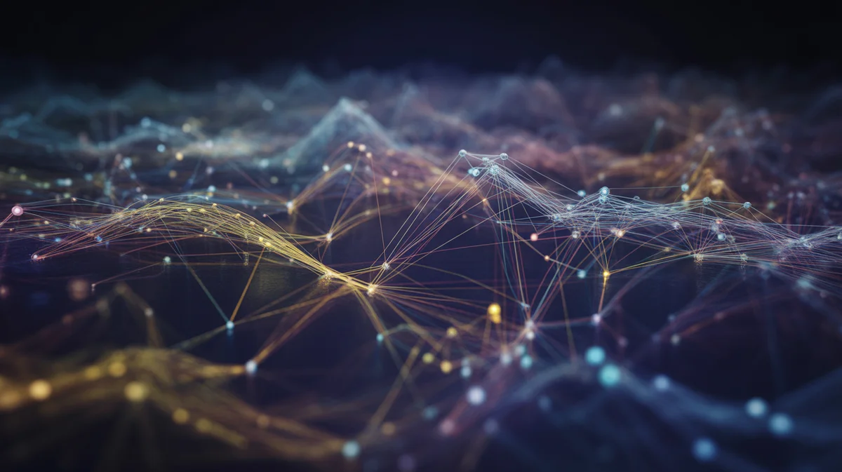 Kas Yra Altcoinai? Perspektyviausios Kriptovaliutos Po Bitcoin Image Ryški, futuristinė duomenų vizualizacija, sudėtingas daugybės švytinčių mazgų ir dinaminių šviesių linijų tinklas, vaizduojantis įvairius klestinčius ir plečiančius altcoins, su keletu ryškių, ryškesnių klasterių, simbolizuojančių perspektyvius projektus, abstrakčią, skaitmeninę ekosistemą, tamsią foną, energingą mėlyną, auksinę ir violetinę paletę, 4K, kinematų apšvietimą.