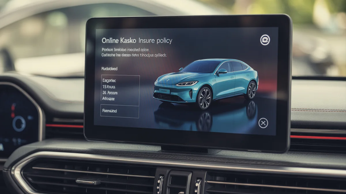 Ekrane rodoma moderni automobilių grafika su internetine „Kasko“ draudimo polisu.