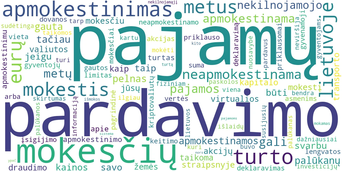 Word cloud for article: Apmokestinimas Lietuvoje: Gidas Įvairioms Pajamoms ir Turtui
