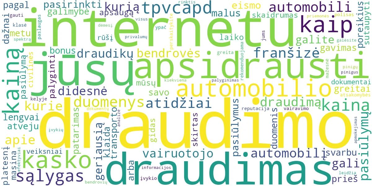 Word cloud for article: Automobilio Draudimas Internetu: Greitai, Pigiai, Patikimai!