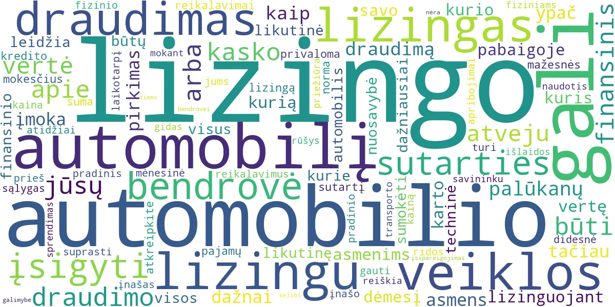 Word cloud for article: Automobilio Pirkimas Lizingu: Gidas Fiziniams Asmenims