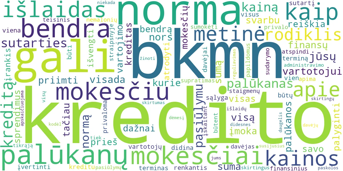Word cloud for article: BKMN: Ką Reikia Žinoti Apie Kredito Kainą?