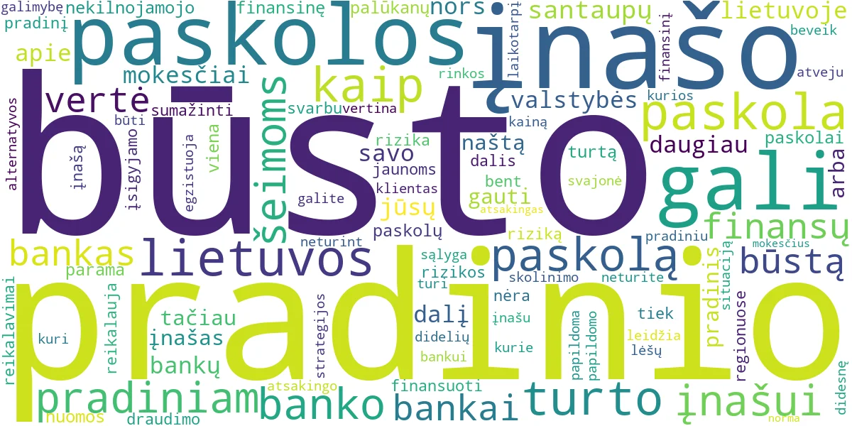 Word cloud for article: Būsto Paskola Be Pradinio Įnašo? Alternatyvos ir Patarimai