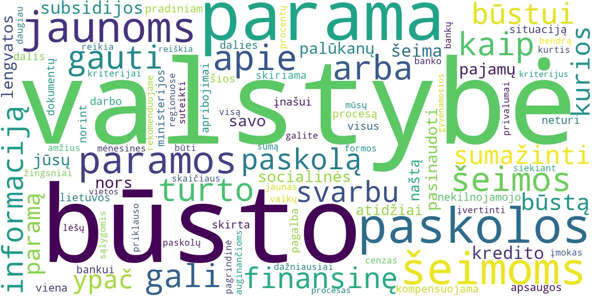 Word cloud for article: Būsto Paskolos Jaunoms Šeimoms: Valstybės Parama ir Lengvatos