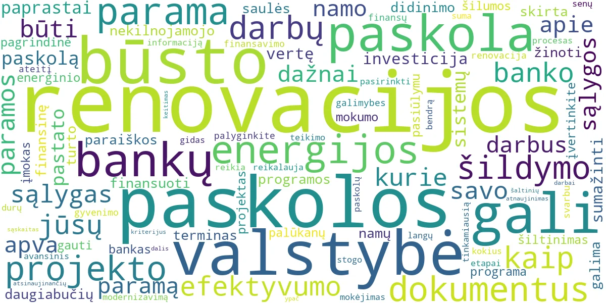 Word cloud for article: Būsto renovacijos paskola: gidas ir valstybės parama
