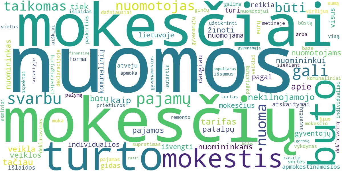 Word cloud for article: Buto Nuomos Mokesčiai: Gidas Nuomininkams ir Nuomotojams