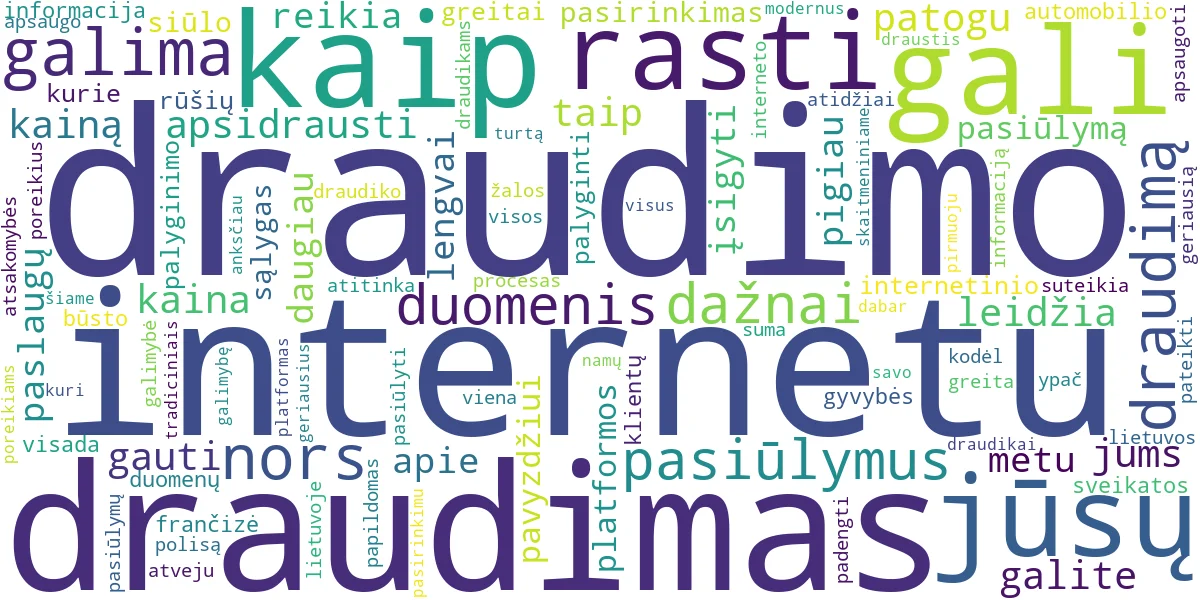 Word cloud for article: Draudimas Internetu: Greitai ir Pigiai Apsidrauskite Jau Dabar!