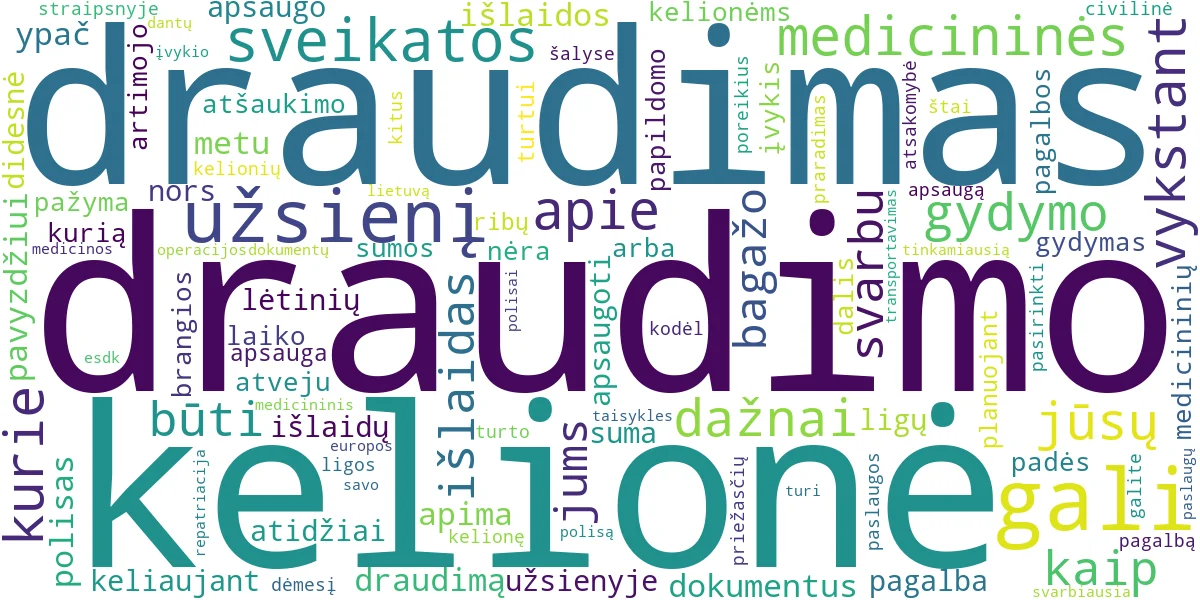 Word cloud for article: Draudimas Kelionėms į Užsienį: Apsauga Jums ir Turtui
