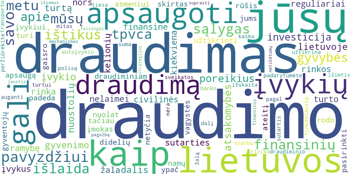 Word cloud for article: Draudimas Lietuvoje: Išsamus Gidas Jūsų Finansiniam Saugumui