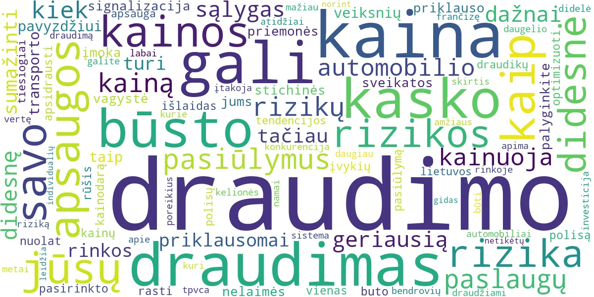 Word cloud for article: Draudimo Kainos 2024: Nuo KASKO Iki Būsto – Gidas
