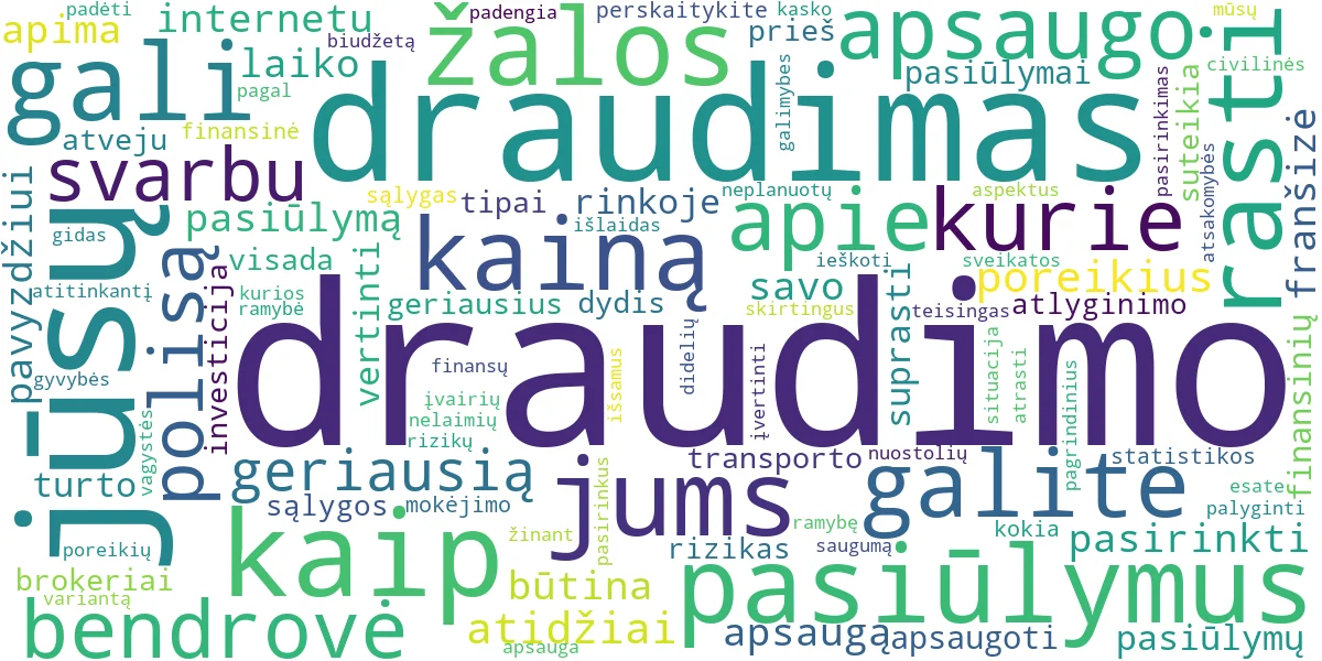 Word cloud for article: Draudimo Pasiūlymai: Kaip Pasirinkti Geriausią Jums?