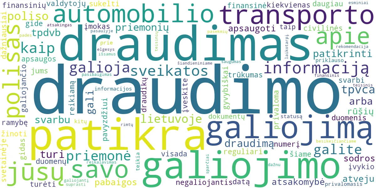 Word cloud for article: Draudimo Patikra: Ar Jūsų Polisas Galioja? Gidas 2024