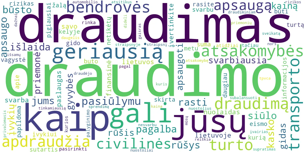 Word cloud for article: Draudimo Rūšys: Išsamus Gidas ir Kaip Rasti Pigiausią?
