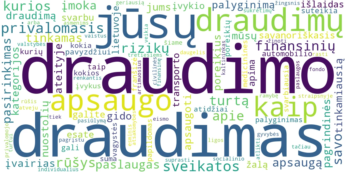 Word cloud for article: Draudimo Rūšys ir Palyginimas: Išsamus Gidas Jūsų Apsaugai
