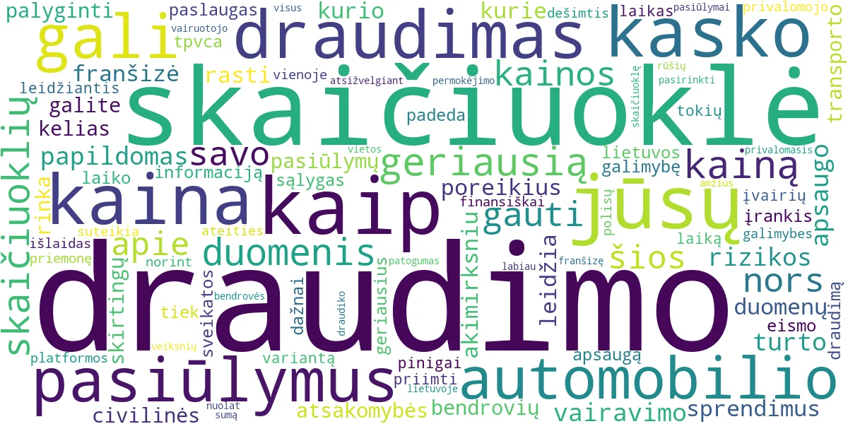 Word cloud for article: Draudimo Skaičiuoklės: Kaip Taupyti Laiką ir Pinigus?