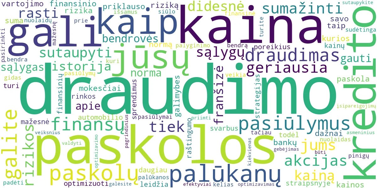 Word cloud for article: Draudimo ir Paskolų Kainų Optimizavimas: Sutaupykite!