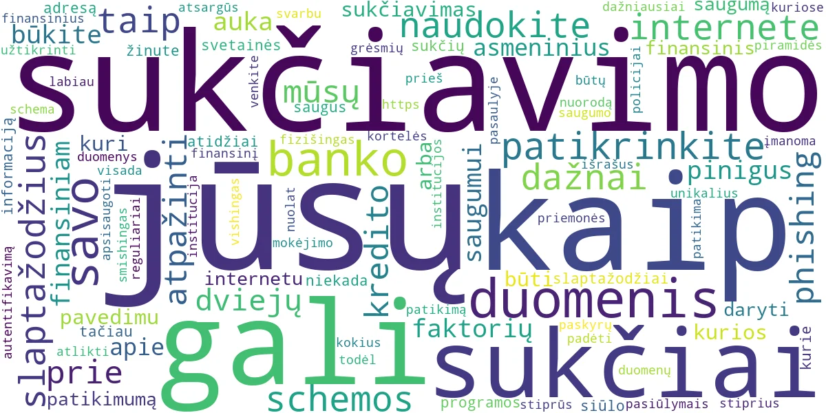 Word cloud for article: Finansinis Saugumas: Kaip Apsisaugoti Nuo Sukčių Internete?