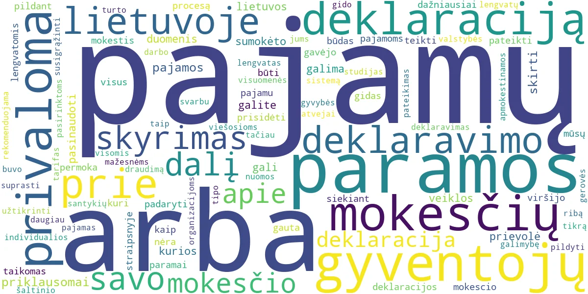 Word cloud for article: GPM Deklaravimas ir 2% Paramos Skyrimas: Visas Gidas