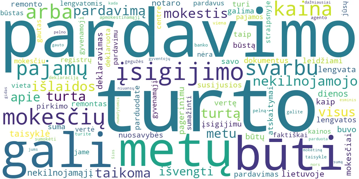 Word cloud for article: GPM Už NT Pardavimą: Kaip Apskaičiuoti ir Sutaupyti?