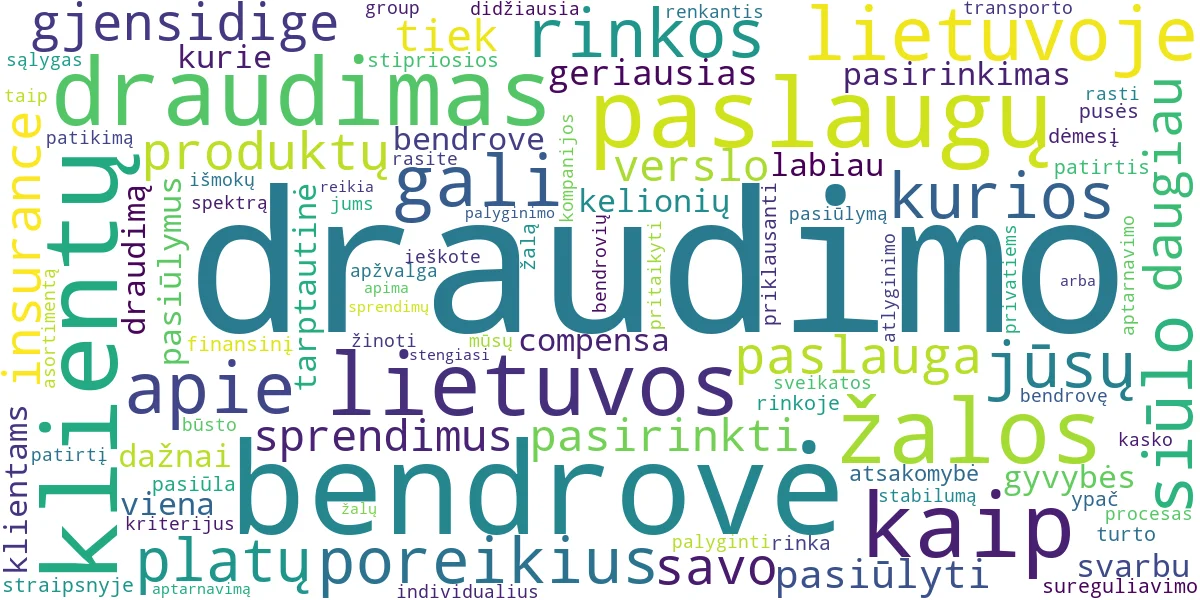 Word cloud for article: Geriausios Draudimo Bendrovės Lietuvoje: Apžvalga ir Pasirinkimas