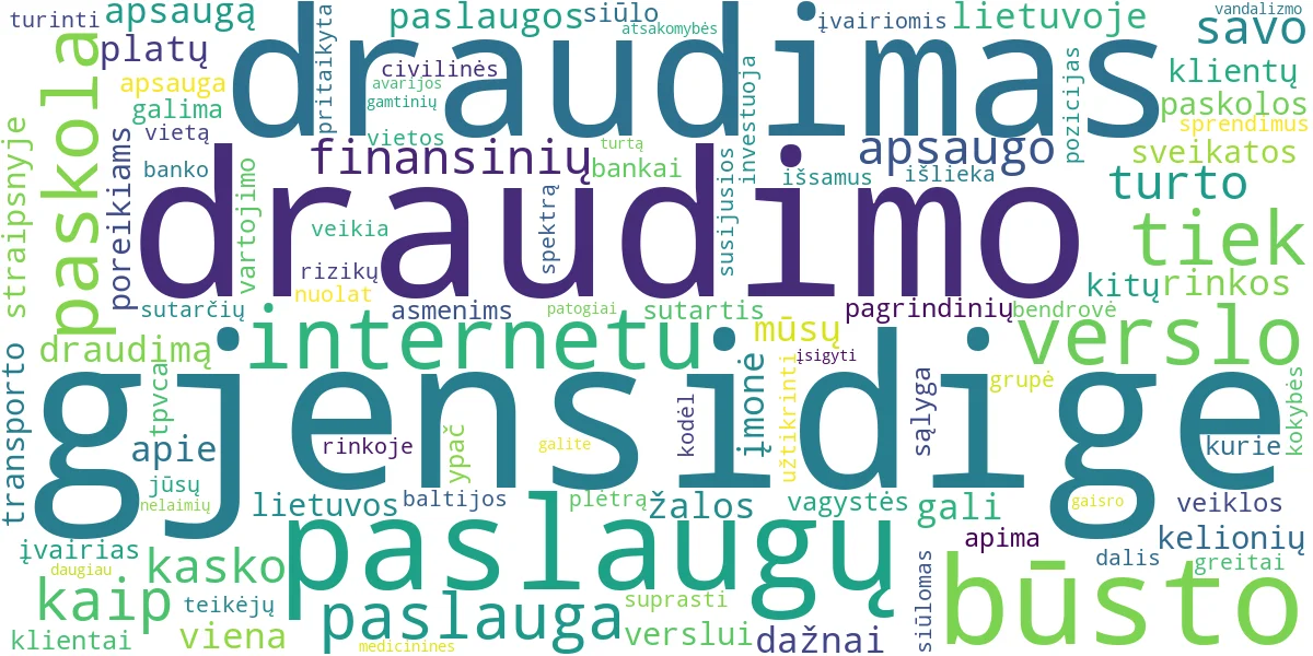 Word cloud for article: Gjensidige: Draudimas, Paskolos ir Kitų Paslaugų Apžvalga