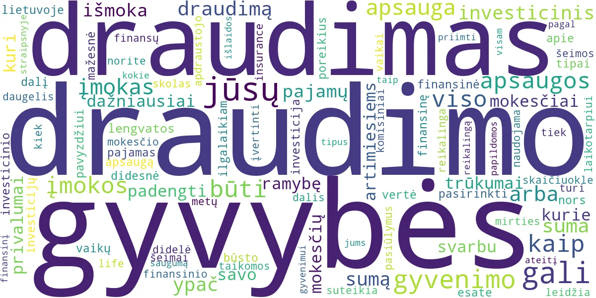 Word cloud for article: Gyvybės Draudimas: Gidas, Tipai Ir Kaip Pasirinkti?