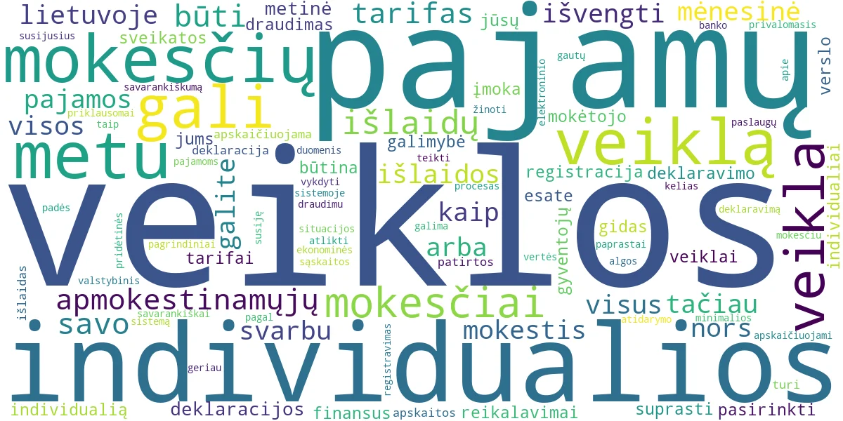 Word cloud for article: Individualios Veiklos Gidas: Nuo Atidarymo iki Mokesčių Valdymo