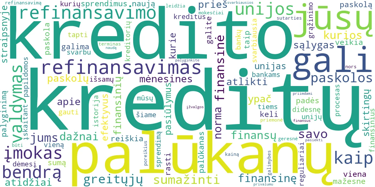 Word cloud for article: Kreditų valdymas: Refinansavimas ir Palūkanų Mažinimas