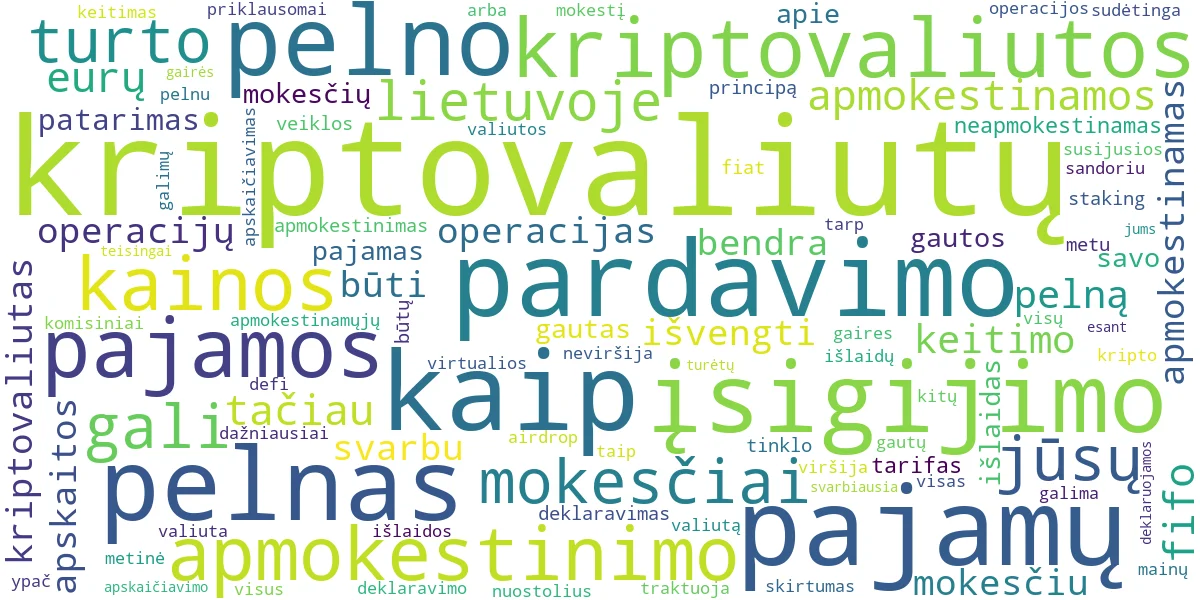 Word cloud for article: Kriptovaliutos Mokesčiai: VMI Gairės ir Deklaravimo Iššūkiai
