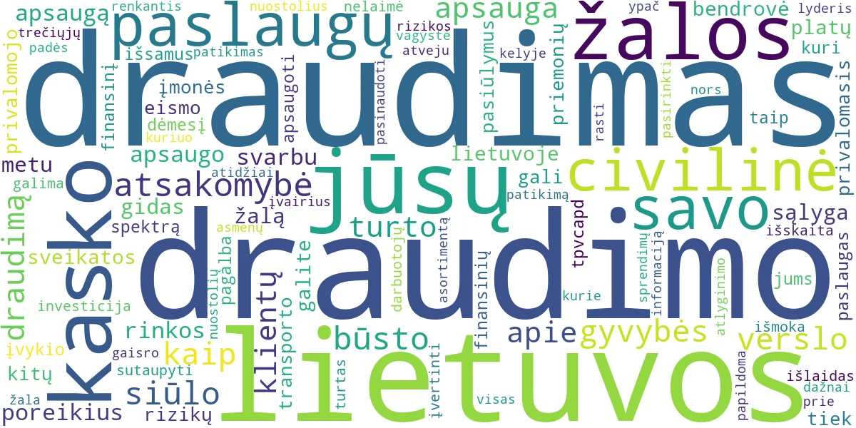 Word cloud for article: Lietuvos Draudimas: Išsamus Gidas Po Paslaugas ir Pasiūlymus