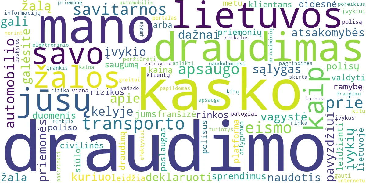 Word cloud for article: Lietuvos Draudimo KASKO: Išsamus Gidas ir Kaip Naudotis „Mano LD“ Savitarna