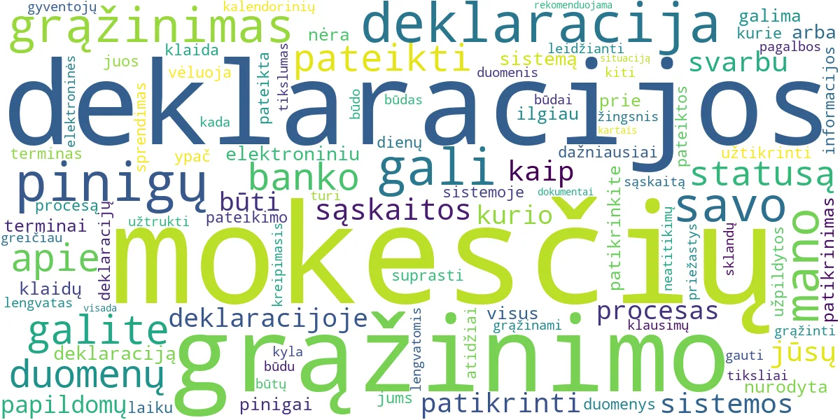 Word cloud for article: Mokesčių Grąžinimas: Kada Pinigai ir Kaip Patikrinti?