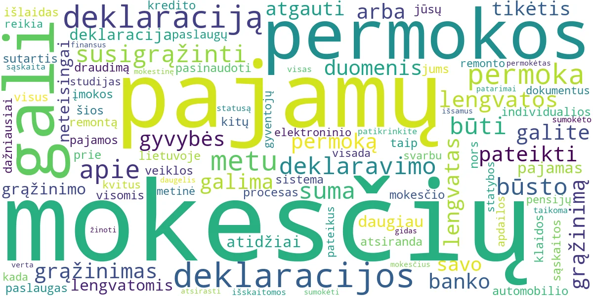Word cloud for article: Mokesčių Permokos Grąžinimas: Deklaravimas ir Patarimai