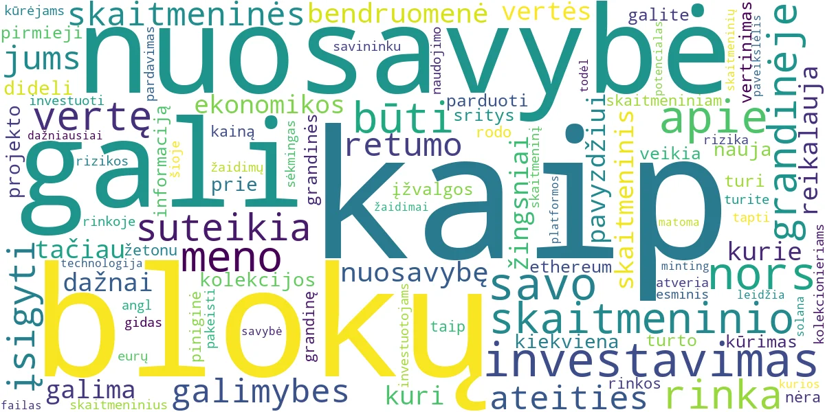 Word cloud for article: NFT (Nepakeičiamieji Žetonai): Kas Tai ir Kaip į Juos Investuoti?