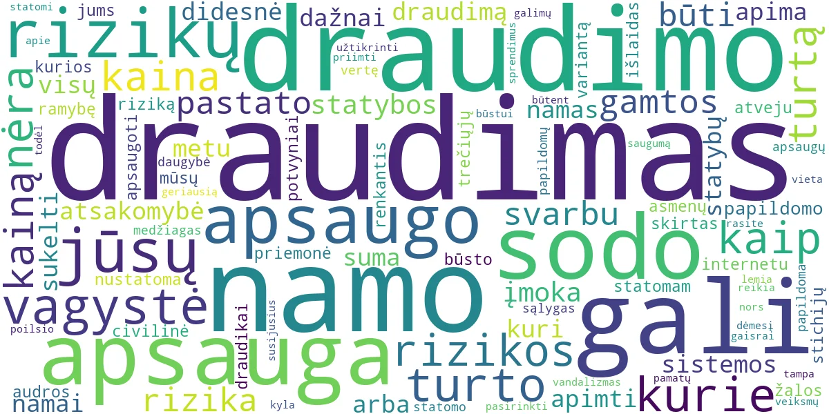 Word cloud for article: Namo Draudimas: Apsauga Sodo, Statomam Būstui ir Kaina