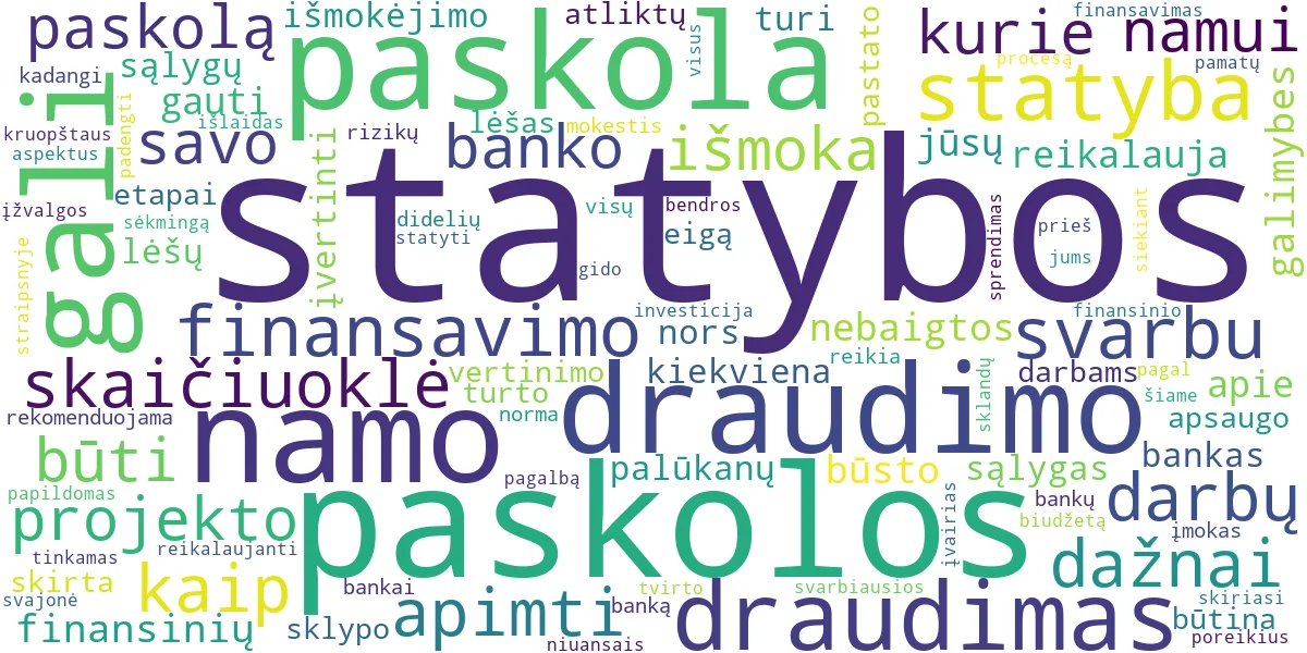 Word cloud for article: Namo Statybos Paskola ir Draudimas: Finansavimas A-Z