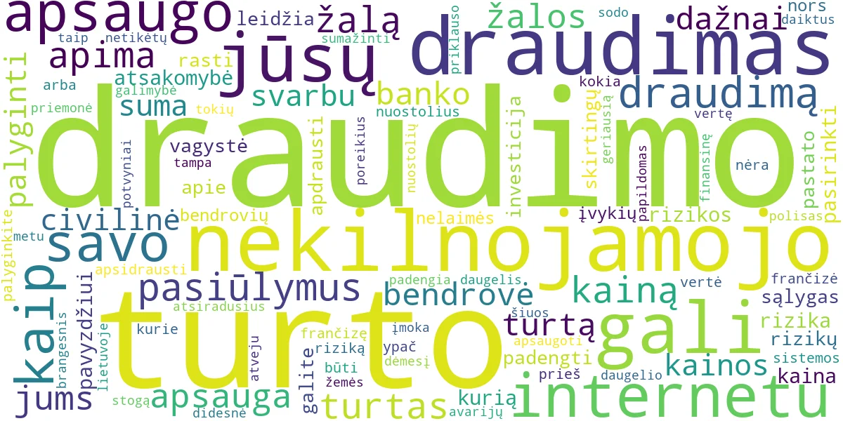 Word cloud for article: Nekilnojamojo Turto Draudimas: Kaina Ir Pirkimas Internetu