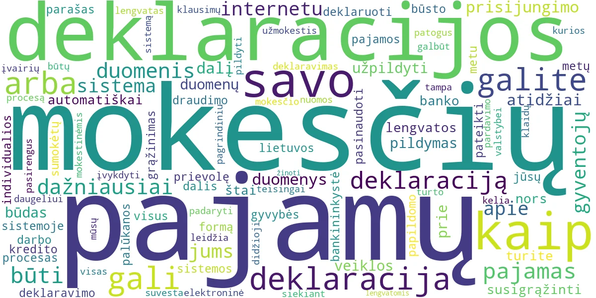 Word cloud for article: Pajamų Deklaracijos Pildymas Internetu: VMI E-deklaracija