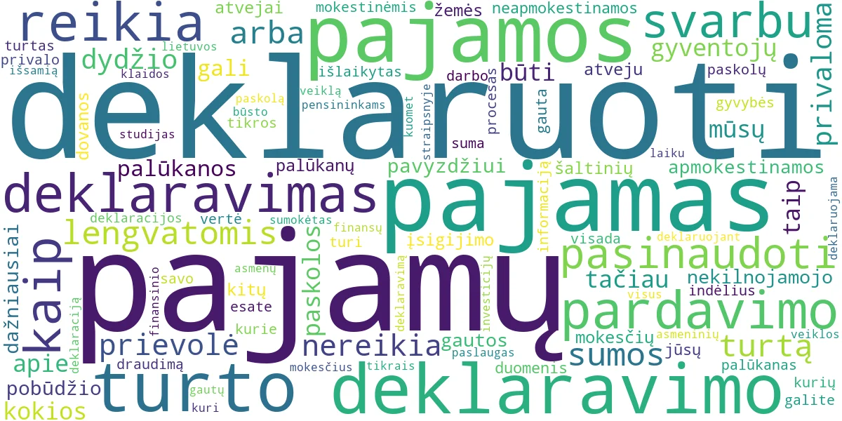 Word cloud for article: Pajamų Deklaravimas: Kam Privaloma ir Nuo Kokios Sumos?