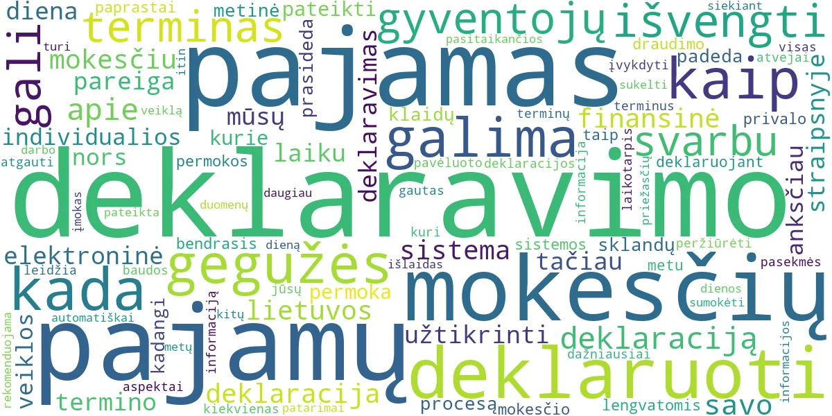Word cloud for article: Pajamų Deklaravimo Terminas: Iki Kada Deklaruoti?