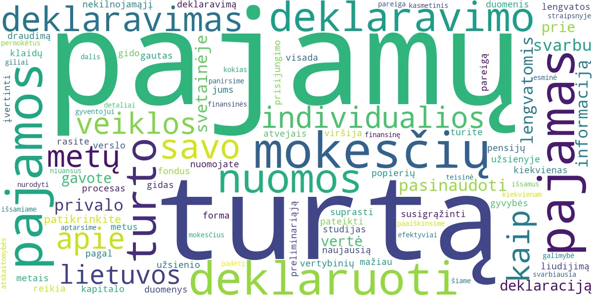 Word cloud for article: Pajamų ir Turto Deklaravimas: Išsamus Gidas 2024