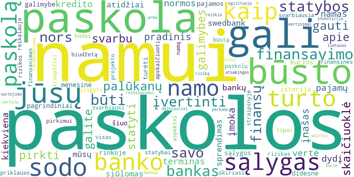 Word cloud for article: Paskola Namui: Statybai, Pirkimui ir Sodo Namui