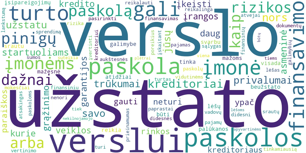 Word cloud for article: Paskola Verslui Be Užstato: Finansavimo Galimybės