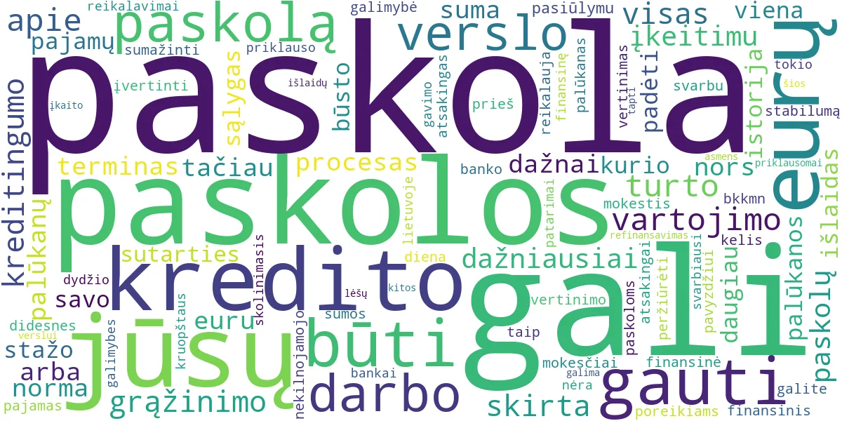 Word cloud for article: Paskola iki 50 000 Eurų: Jūsų Galimybės Finansavimui