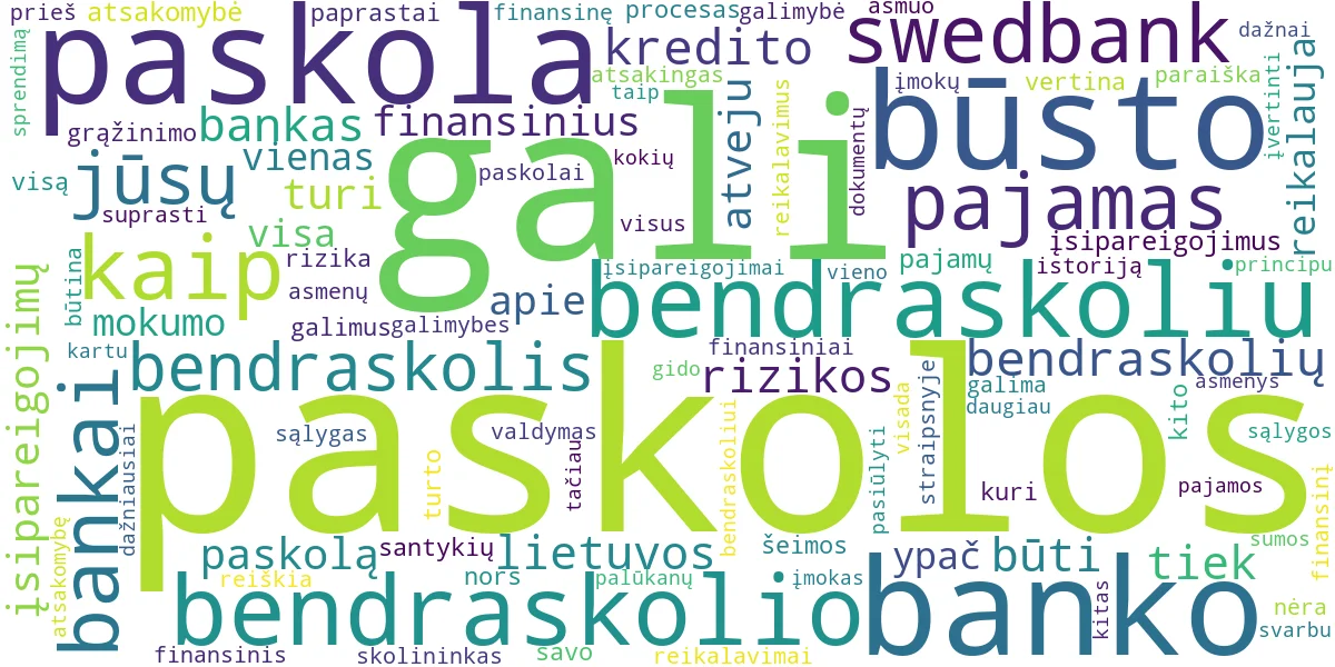Word cloud for article: Paskola su Bendraskoliu: Swedbank ir SEB Gidas