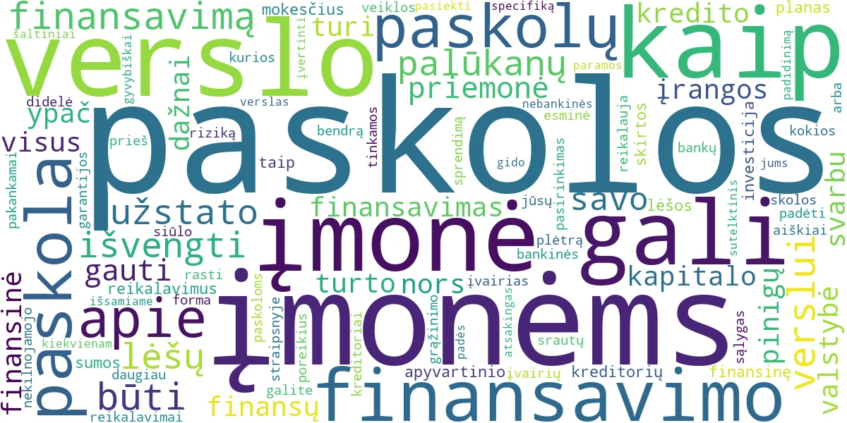 Word cloud for article: Paskolos Įmonėms: Finansavimas Verslui ir Kreditavimas