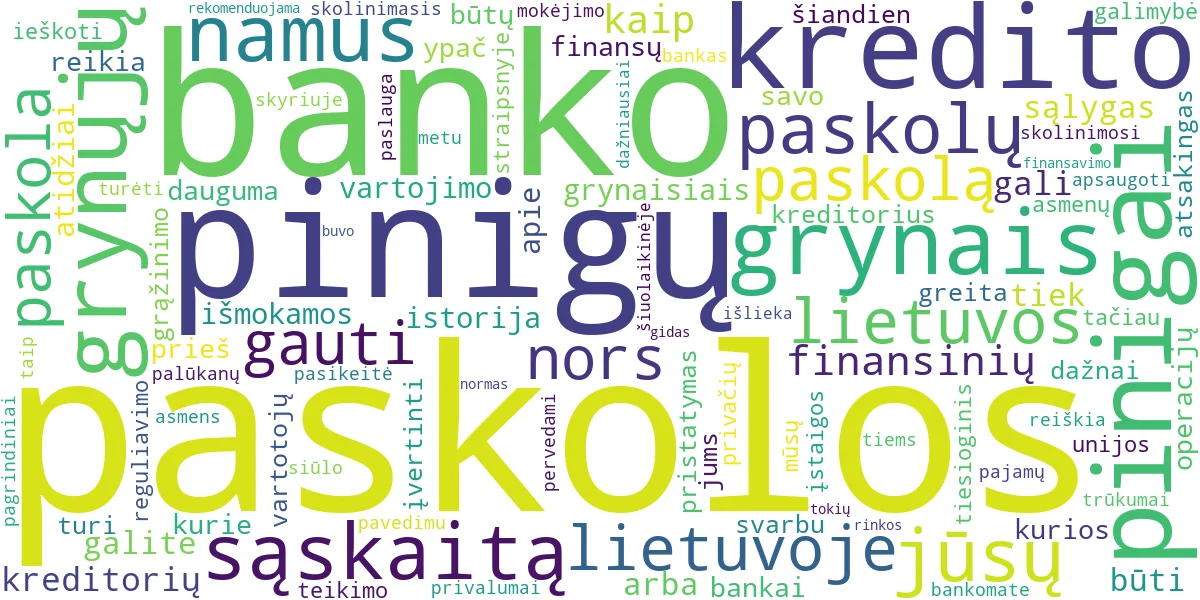 Word cloud for article: Paskolos grynais pinigais: ar įmanoma gauti į namus?