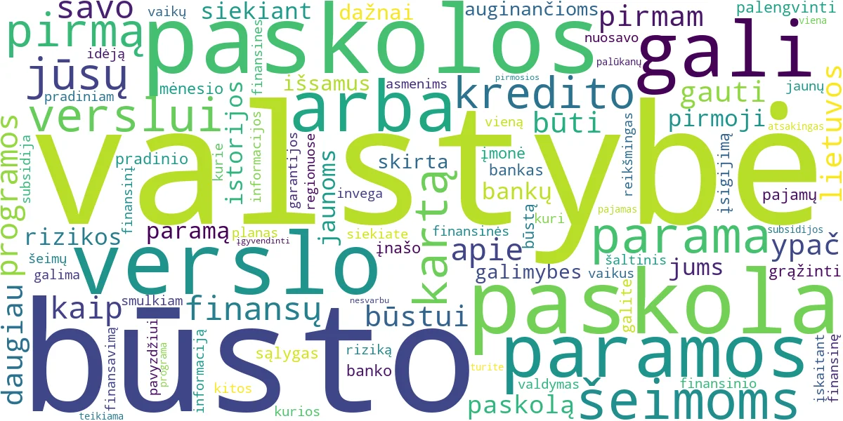 Word cloud for article: Pirmoji Paskola: Gidas Verslui ir Būsto Įsigijimui