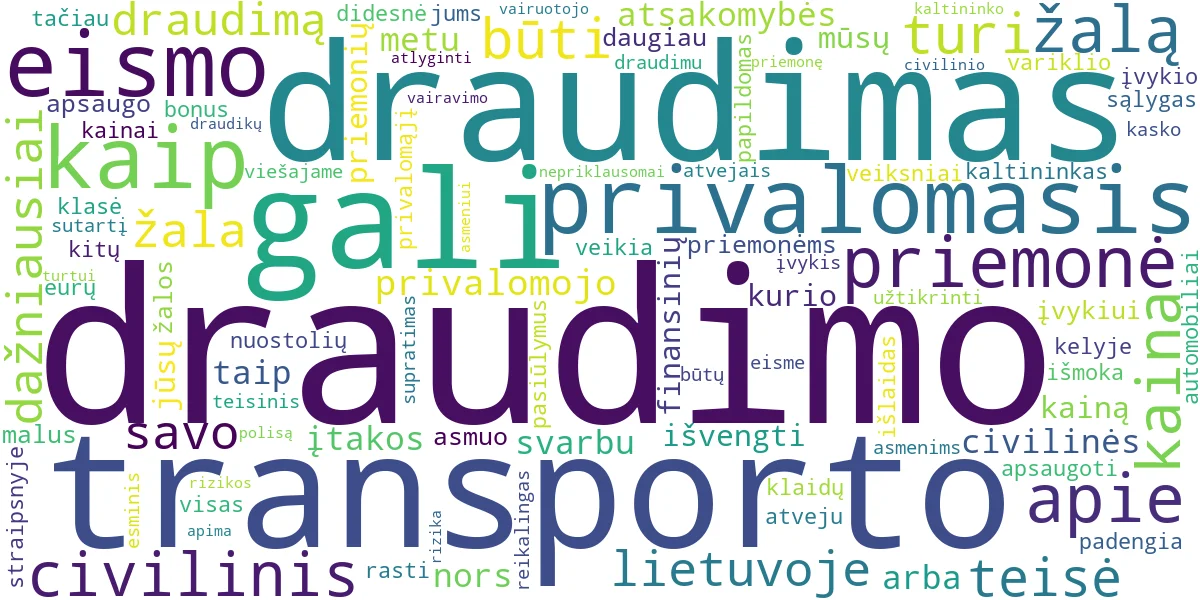 Word cloud for article: Privalomasis Civilinis Draudimas: Teisė, Apsauga ir Kaina